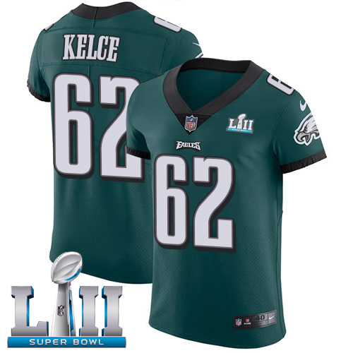 Nike Eagles #62 Jason Kelce Midnight Green Team Color Super Bowl LII Men's Stitched NFL Vapor Untouchable Elite Jersey - Click Image to Close